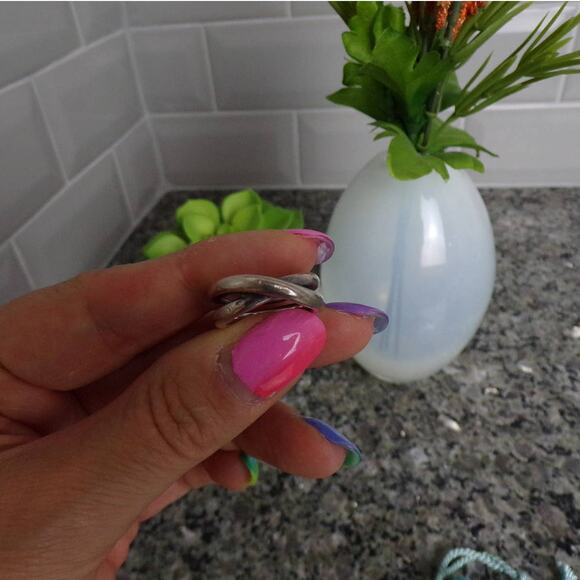 Authentic Tiffany & Co. Silver Paloma Picasso Le Cercle Crossover Ring Sz 5 - Picture 5 of 9